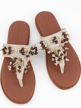 Free People Sadie Fringe Sandals - Suede Beige Size 7.5 new without box